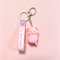 Porte-clés en silicone PVC 3D motif dessin animé, accessoires mignons en forme d'animaux, porte-clés en caoutchouc souple, cadeau, prix d'usine en gros