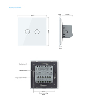 Interrupteur intelligent pour rideaux LIVOLO Matter 2-Gang |   Panneau en verre doré de luxe |   Plaque murale tactile pour volet roulant EU 80 mm compatible Apple HomeKit