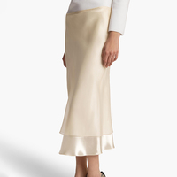 Jupe sirène taille haute double couche 100% soie de mûrier pour femme, jupe mi-longue en satin brillant, vente en gros, couleur personnalisée