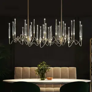 26 Lights Fixture Modern Gold Chandelier Brushed Brass Mid Century modern chandelier lamp kitchen Pendant Light