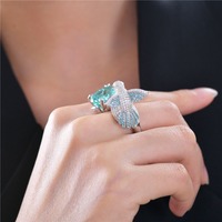 Bijoux en argent sterling 925 plaqué platine, 8 carats, en forme d'oiseau, 13*16, avec Paraiba Padparadscha synthétique, pour mariage et soirée de luxe