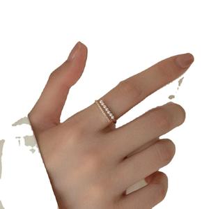 Bague en argent S925, bijoux en argent tendance à faire soi-même avec des perles incrustées de 3 à 5 mm et un support vide, accessoire 10231 - Product Image 5