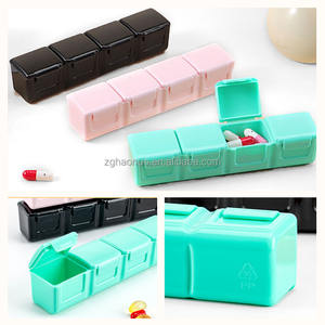 Fabriek Custom Mini Draagbare 4 Compartimenten Dikke Effen Kleur Pil Vitamine Box Organizer Vochtbestendige Geneeskunde Opbergdoos - Product Image 3