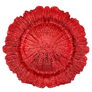 أطباق تقديم بلاستيكية للزفاف بالجملة، أطباق زينة مقاس 13 بوصة بتصميم الشعاب المرجانية الذهبية، أطباق أكريليك لتزيين طاولات الزفاف - Product Image 5