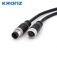 Connecteur mâle droit pré-assemblé KRONZ M12 à 5 broches, câble PVC non blindé de 3 m, IP67, moulé, résistant à l'huile, industriel, circulaire