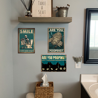 Fábrica al por mayor Vintage Black Cat Baño Decoración Carteles de chapa Are You Pooping Placas de metal para baño Baño Amantes de los gatos