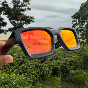 Lunettes de soleil carrées à monture épaisse SPUKA 3516, verres dégradés et miroir, protection UV400, logo personnalisé, lunettes, gafas - Product Image 3