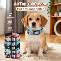 Collier pour chien classique, solide et durable, avec code QR, étanche, avec étui de protection pour AirTag, réfléchissant, anti-explosion, clignotant, en nylon