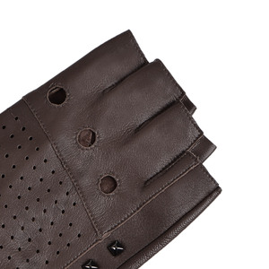 Noir Brun Gris Sans Doublure Mode Clouté Hommes Mitaines Demi Doigt D'entraînement Fitness Moto Vélo <span class=keywords><strong>Gants</strong></span> En Cuir - Product Image 4