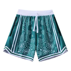 Großhandel OEM individuelles Logo hochwertige Polyester Basketballshorts Sublimations-Tasche Herren Netz Sportshorts