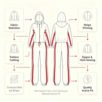 Ensemble décontracté 2 pièces automne 2026 transfrontalier style Y2K européen et américain : veste zippée à rayures à manches longues en polyester et élasthanne et pantalon