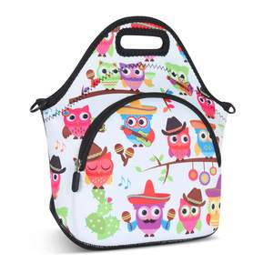 Custom Neoprene <b>Lunch</b> <b>Bag</b> Reusable Insulated <b>Lunch</b> <b>Box</b> with Adjustable Shoulder Strap&Pocket Cartoon Travel Tote Food Handbags - Product Image 2