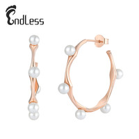 Mode européenne et américaine Boucles d'oreilles en argent 925 Nouveau Big Circle Street Shooting Exaggerated Shell Pearl Boucles d'oreilles