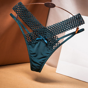 Lingerie féminine sexy en jersey de polyamide à découpe croisée, sans couture, taille basse, transparente, culottes string taille L - Product Image 3
