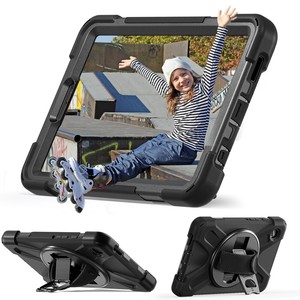 Pour Samsung Galaxy Tab A9 Cas PC + Silicone Béquille Tablette Couverture avec Bande de Main Bandoulière Noir - Product Image 4