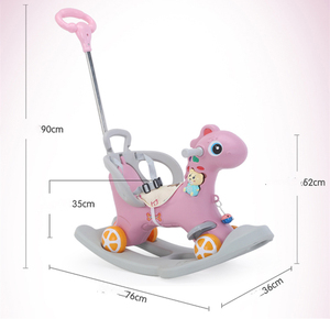 Cavallo a Dondolo Economico per Bambini / Cavallo a Dondolo in Plastica Rosa per Neonati / Giocattoli Cavalcabili per Bambini - Product Image 2
