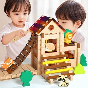 Juguetes Clásicos de Estilo Antiguo, Bloques de Construcción de Madera con Sistema de Encaje y Tenón para Parques de Diversiones - Product Image 2