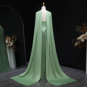 Элегантное зеленое платье для выпускного вечера Jancember LSZ639, шифоновое вечернее платье без бретелек с бисером и шарфом - Product Image 3