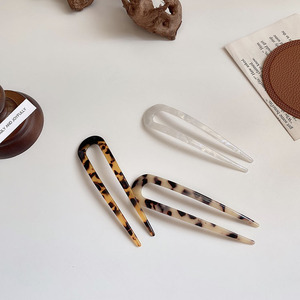 Fly Away <strong>Hair</strong> Color Stick and Accessories Acetate Hairpin <strong>Hair</strong> <strong>Bun</strong> Holder Vintage Leopard-print Jade French U Shaped <strong>Hair</strong> <strong>Pin</strong> - Product Image 2