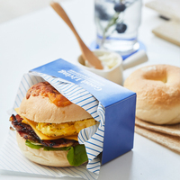 Boîte à déjeuner petit déjeuner pain Dessert emballage Sandwich épais oeuf toast porte-papier hamburger petit déjeuner boîte à papier bleue