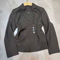 Veste de costume pour femme printemps-automne avec décoration boutonnée, style déesse de la mode, style fan
