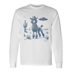 Camiseta de manga larga Poodle Cowboy Ufo con diseño del desierto occidental - Product Image 1