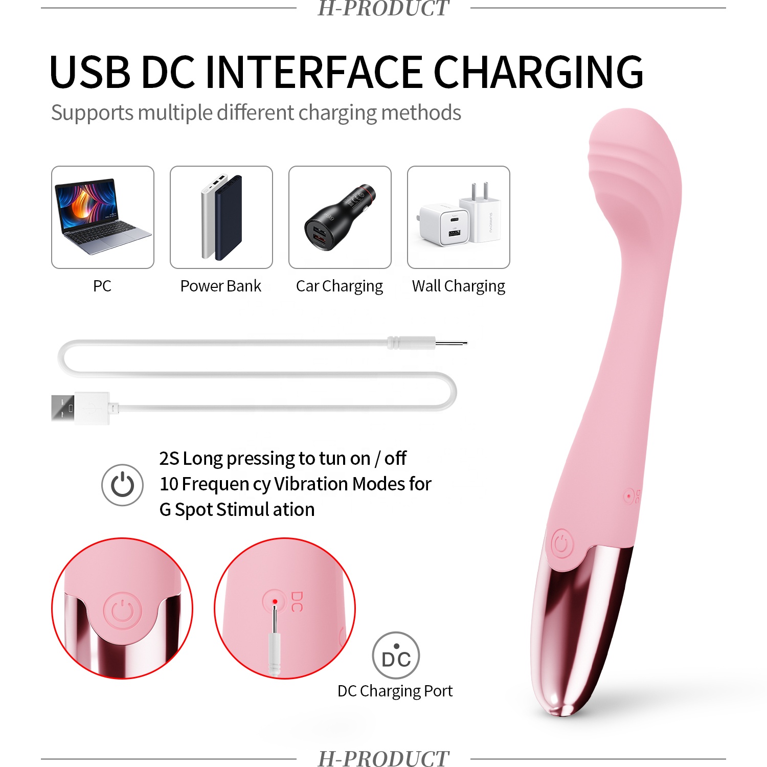 Girlspower Laura G-Spot Vibrator - 10 Mode Rechargeable Waterproof Female Sex  Toy for Enhanced Pleasure
