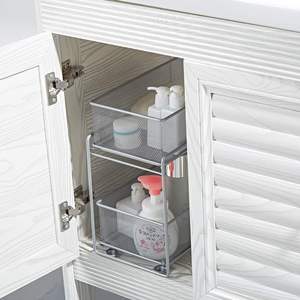 Organisateur de rangement coulissant à 2 niveaux en maille pour armoire, tiroir extractible pour cuisine sous évier (Argent) - Product Image 5