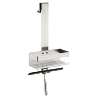 Étagère de salle de bain en acier inoxydable brossé monocouche pour usage domestique et raclette à verre avec capacité de 10 kg
