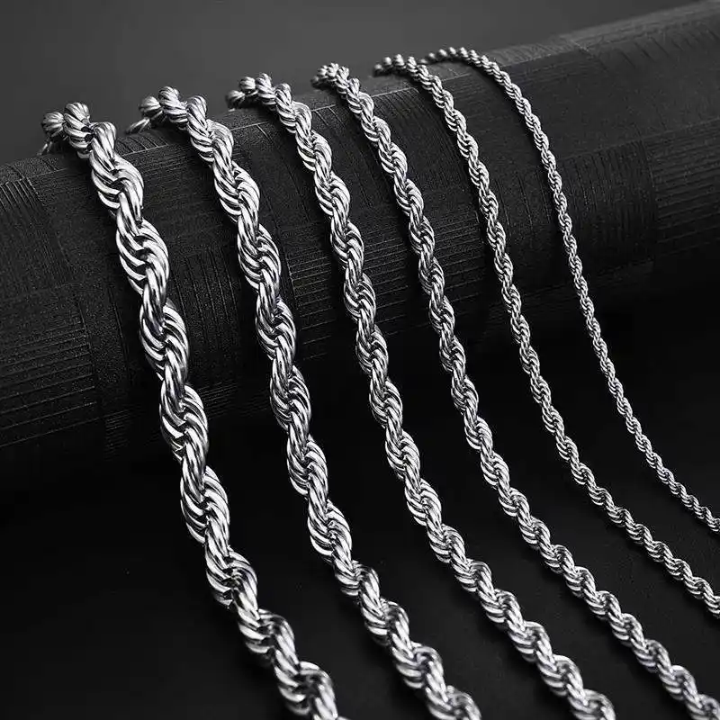 Flynee moda lüks erkekler kadınlar Plata 925 ayar gümüş 2/3/4Mm büküm kolye zinciri yüksek kalite ayar gümüş halat zincir