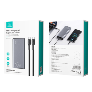 USAMS-Powerbank <span class=keywords><strong>30000mah</strong></span> 65W PD Quick Charge QC3.0 <span class=keywords><strong>Power</strong></span> Banks Chargeur portable <span class=keywords><strong>Power</strong></span> <span class=keywords><strong>Bank</strong></span> pour ordinateur portable - Product Image 6