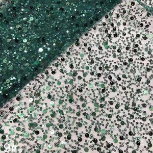 Kalın yoğunluklu boncuk kumaş gelin elbise dantel boncuklu kumaş taklidi kumaş için düğün elbisesi - Product Image 6