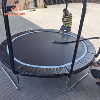 Trampoline Weleap Bungee Poteau incurvé avec panier de basket et échelle Trampoline de 14 pieds avec filet