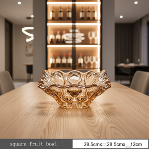 28cm ocean amber flower hollow Home Decoration Wedding crystal glass Candy Storage luxury Container Glass Candy fruit bowl - Product Image 6