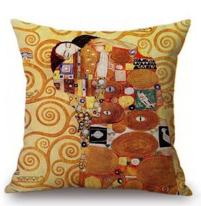 Housse <span class=keywords><strong>de</strong></span> coussin avec peinture du <span class=keywords><strong>baiser</strong></span> <span class=keywords><strong>de</strong></span> <span class=keywords><strong>Gustav</strong></span> <span class=keywords><strong>Klimt</strong></span>, motif doré vintage, taie d'oreiller décorative, peinture à l'huile <span class=keywords><strong>de</strong></span> Van Gogh, taie d'oreiller carrée - Product Image 2