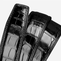 Ceinture en cuir de crocodile de luxe pour homme avec boucle à ardillon en acier inoxydable, coffret cadeau complet pour offrir