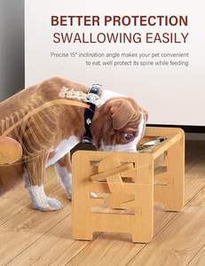 Atacado Elevated Dog Bowls Ajustável Raised Dog <span class=keywords><strong>Bowl</strong></span> <span class=keywords><strong>Stand</strong></span> para cachorro pequeno e gatos Bamboo <span class=keywords><strong>Pet</strong></span> Food Feeder com 2 tigelas - Product Image 2