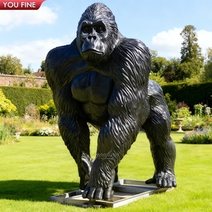 Escultura de Gorila Caminando con los Nudillos de Bronce Realista, Decoración para Jardín, Área de Gestión de Vida Silvestre YOUFINE - Product Image 5
