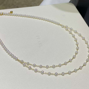 Collar de Perlas de Plata de Ley 925, Perlas de Agua Dulce Aurora de 4 mm, Estilo Ak, Cadena Delicada - Product Image 2