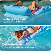 Matelas flottant transfrontalier en PVC avec porte-gobelet et dossier, design évidé, motif feuille tropicale, pour la plage et l'eau