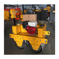 Petit rouleau compresseur vibratoire hydraulique diesel à double tambour de 1000 kg, actionné par un moteur Honda, pompe, compacteur de sol