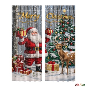 Tende in Poliestere con <span class=keywords><strong>Babbo</strong></span> <span class=keywords><strong>Natale</strong></span> e Renne per Decorazioni Interne, Tende per Capodanno, Decorazioni per la Casa - Product Image 3