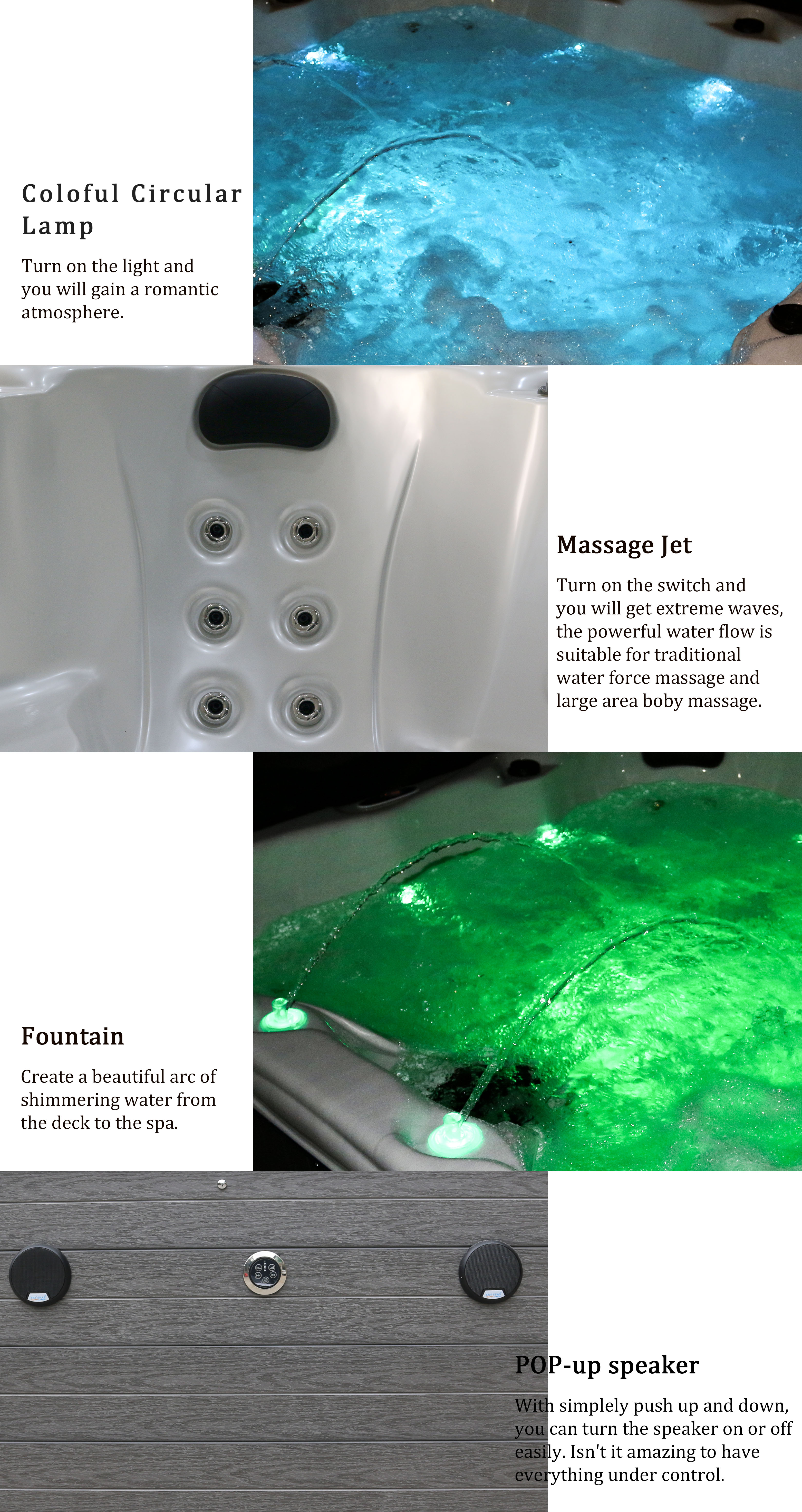 Outdoor Air Jets Massage Hot Tub Whirlpool Bathtub For 6-7 People
