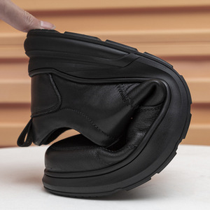 Chaussures de marche pour hommes en cuir de vache véritable, bout rond, lacets, doublure en maille respirante, semelle extérieure en caoutchouc, style décontracté - Product Image 4