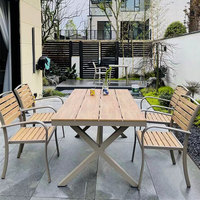 Table et chaises d'extérieur en bois plastique anti-corrosion, table de café, chaise de jardin pour salle à manger