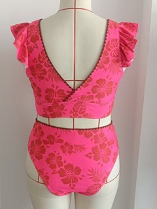 Traje de Baño Bikini de Dos Piezas para Mujer, Talla Grande, Cintura Alta, Estampado Floral, Cuello en V, Estilo 2026, Venta al Por Mayor - Product Image 6