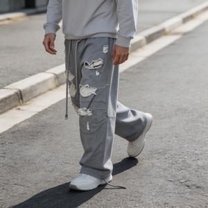 Pantalones Deportivos Casuales al por Mayor con Diseños Modernos Personalizados OEM, Pantalones Deportivos Lisos, Pantalones para Hombre con Efecto Desgastado - Product Image 4