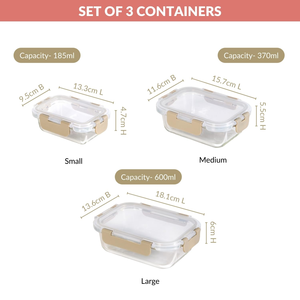 New Rectangular <b>Glass</b> Food Storage Container with <b>Glass</b> Lid, Pre-meal Preparation <b>Box</b> 2set - Product Image 3