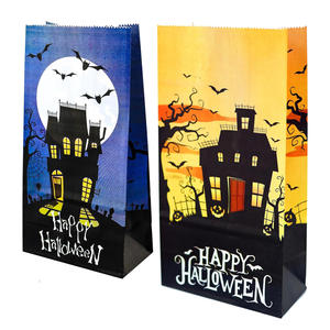 Bolsas de papel para Halloween con fondo cuadrado, diseño de <span class=keywords><strong>Castillo</strong></span> personalizado, comida horneada, regalos de dulces festivos personalizados - Product Image 1