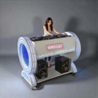 Cabina de DJ LED Moderna con Cambio de Color, Efectos de Luz Estilo Turbo, Set de Barra Portátil, Barra para el Hogar, Mueble de Consola para DJ con Logotipo Personalizado, Acrílico